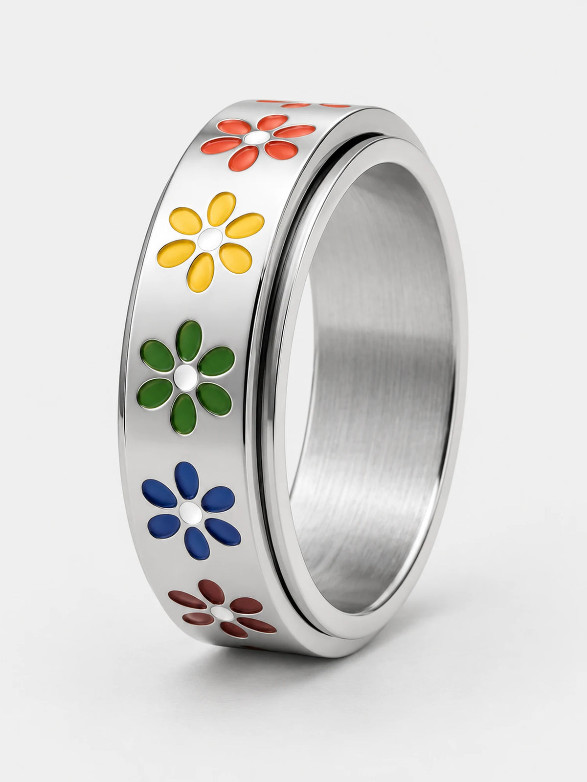Colorful Daisy Anxiety Spinner Ring