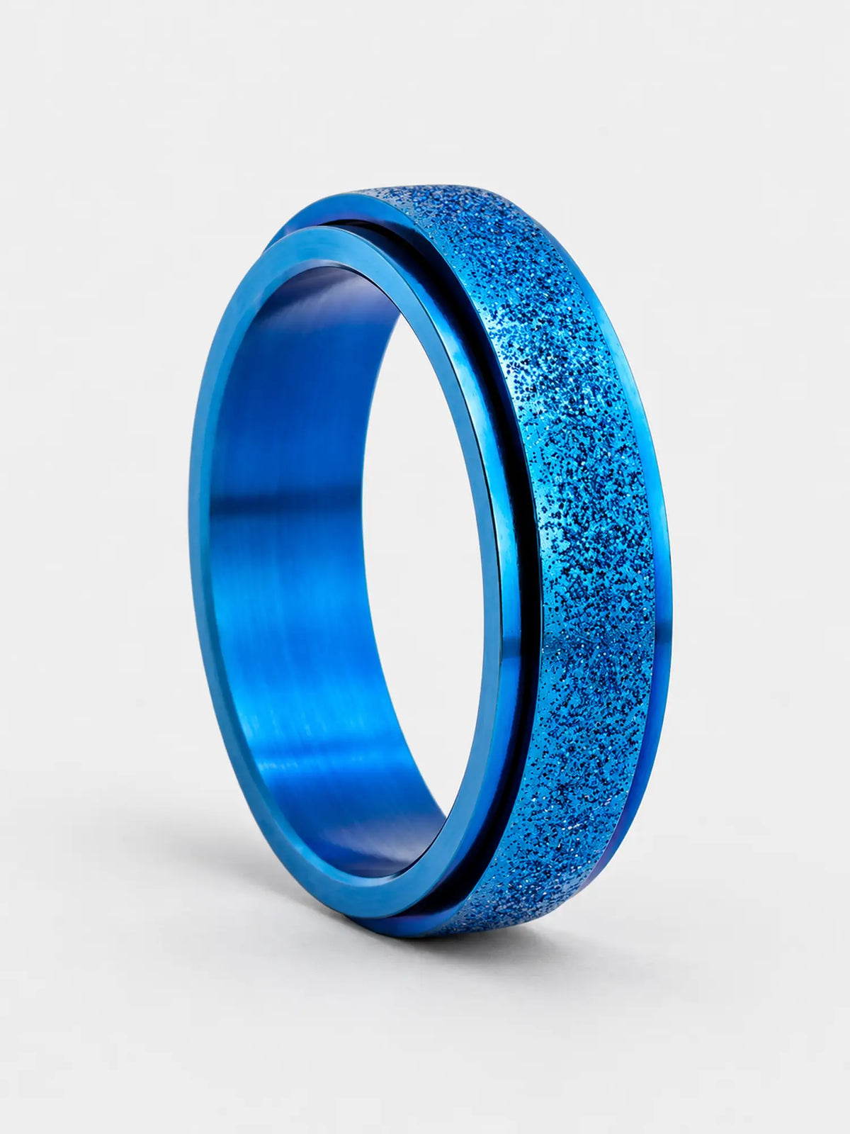 Blue Textured Fidget Spinner Ring
