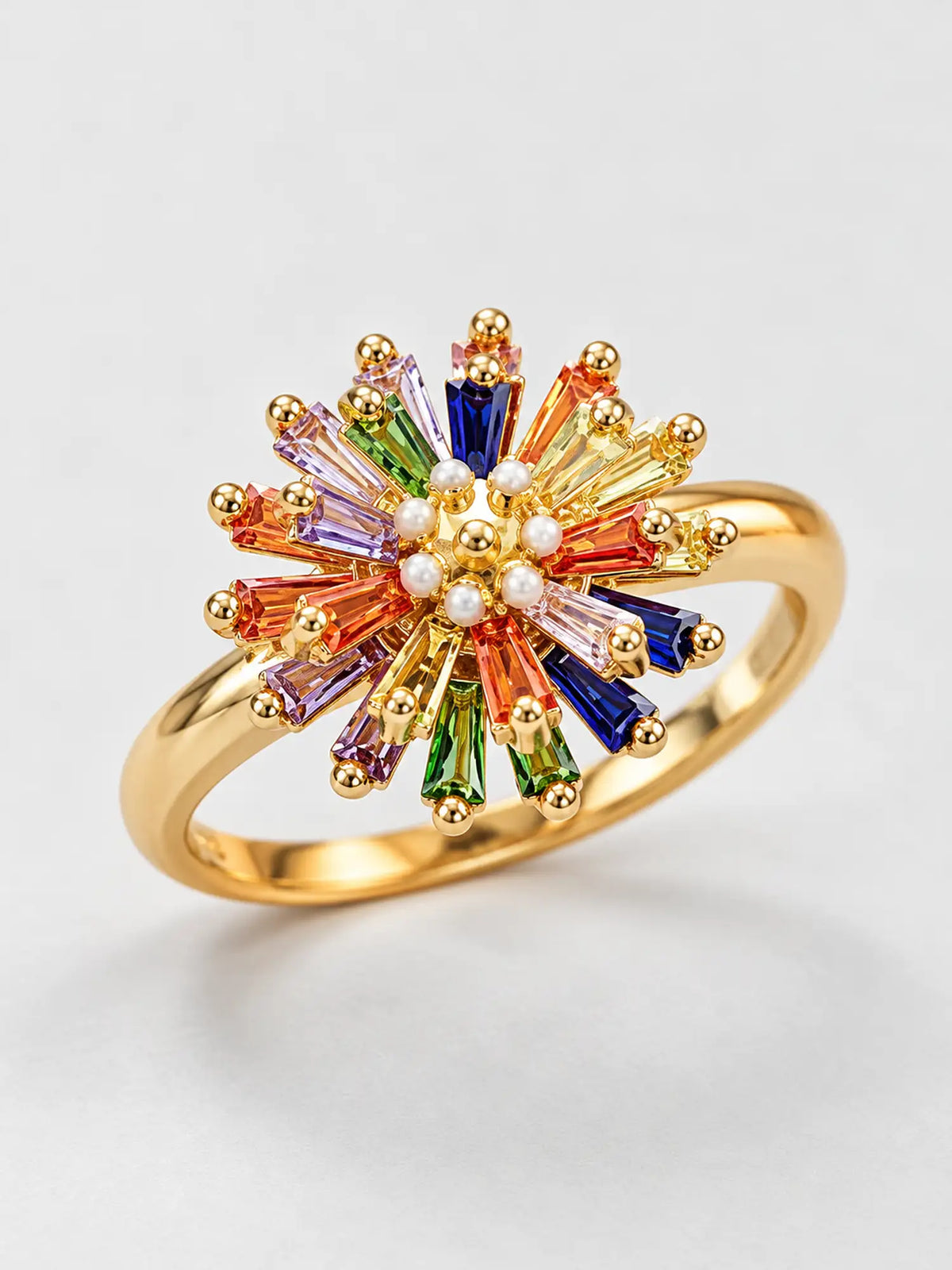 Colorful Firework Gold Fidget Spinner Ring