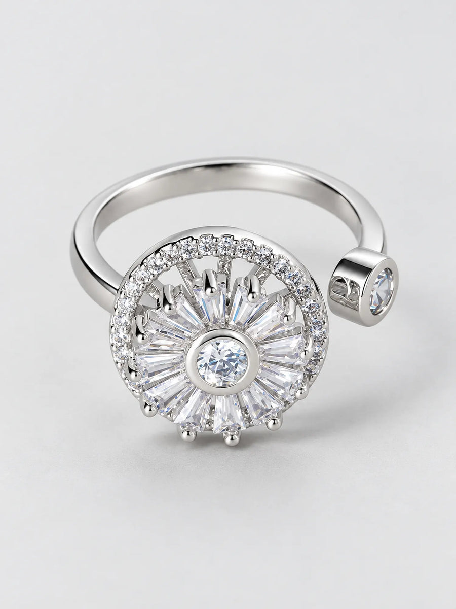 Silver Sunburst Spinner Ring
