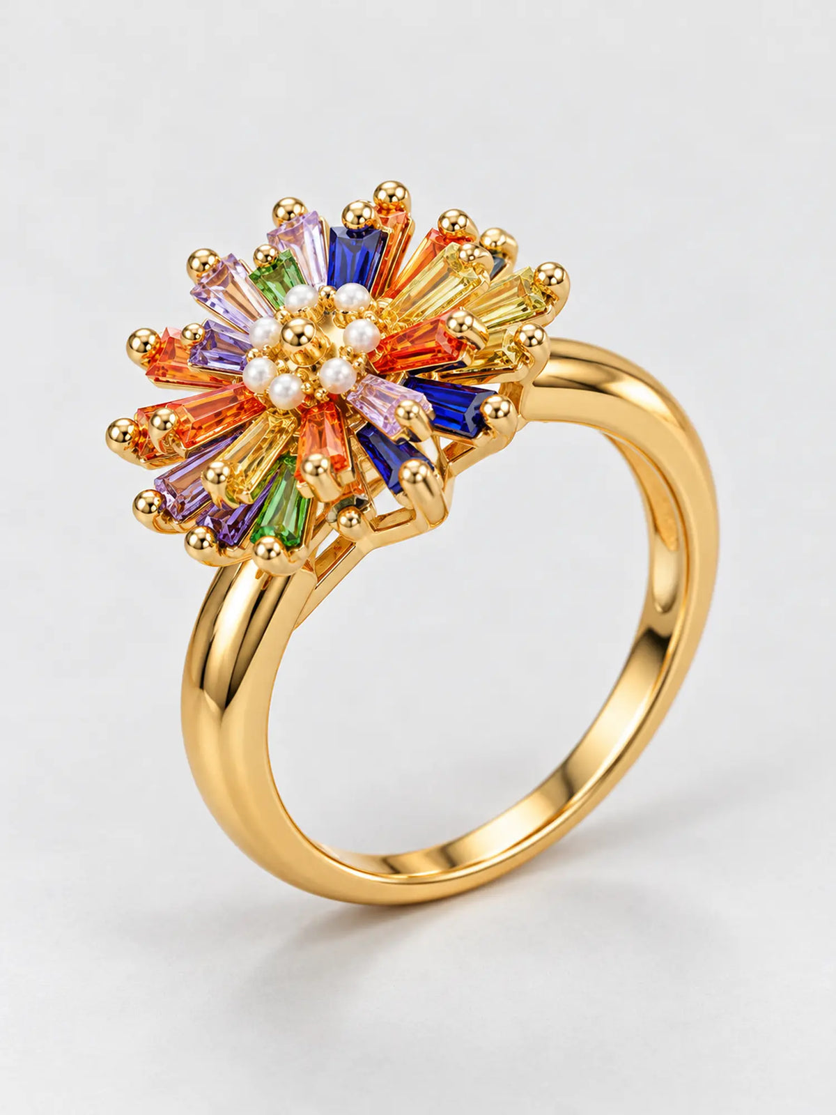 Colorful Firework Gold Fidget Spinner Ring