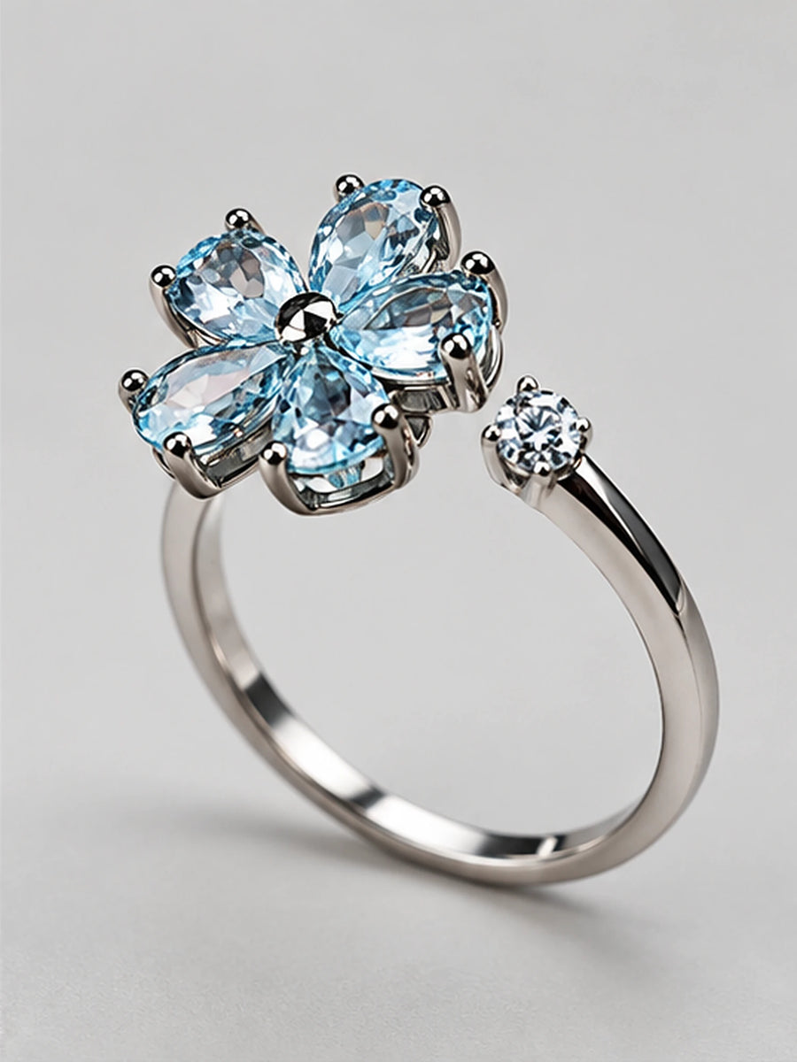 Blue Blossom Zirconia Spinner Ring