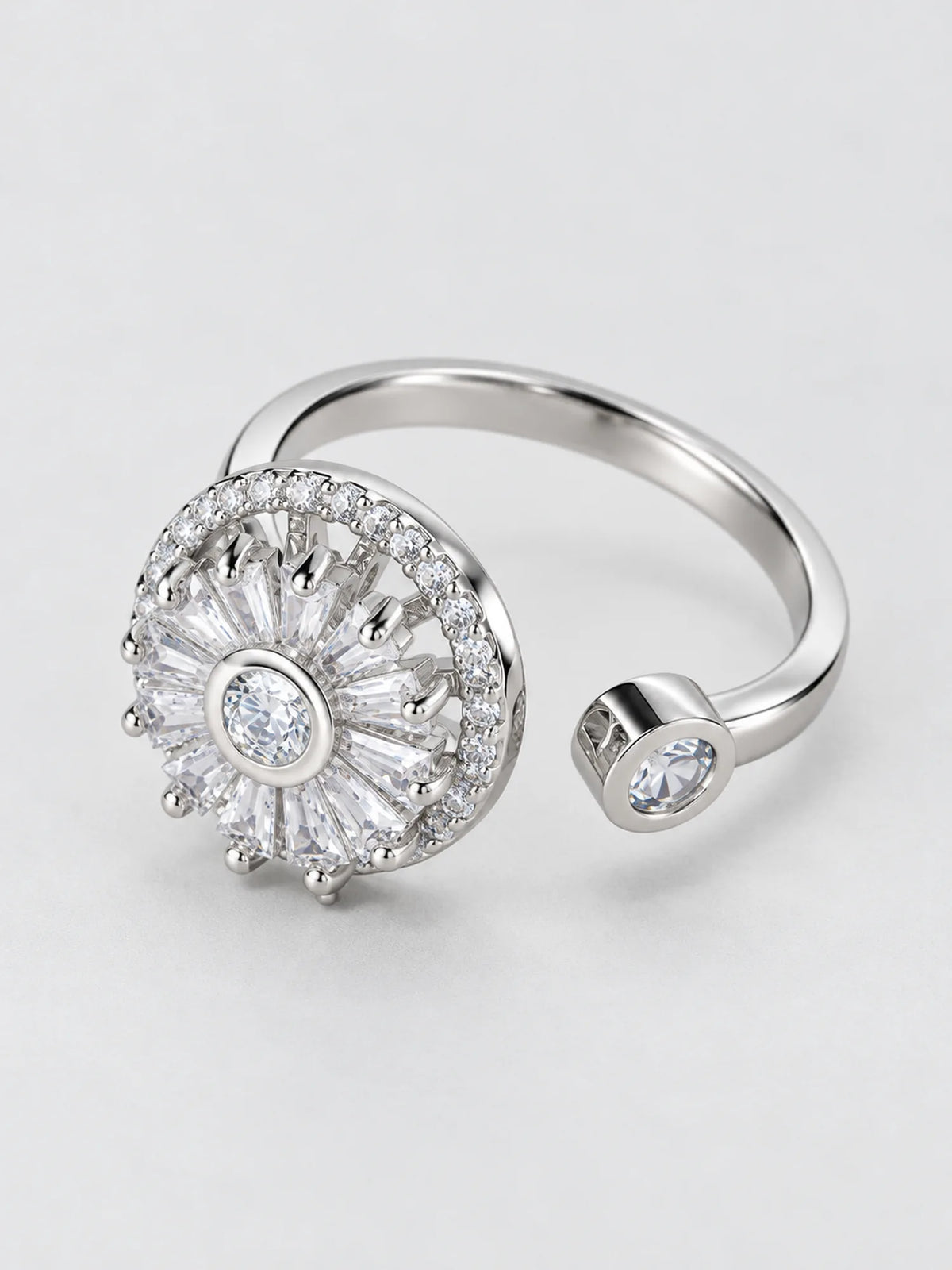 Silver Sunburst Spinner Ring