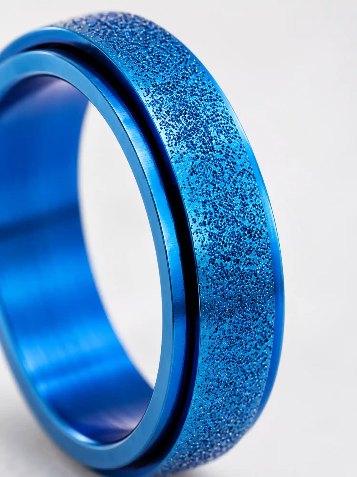 Blue Textured Fidget Spinner Ring