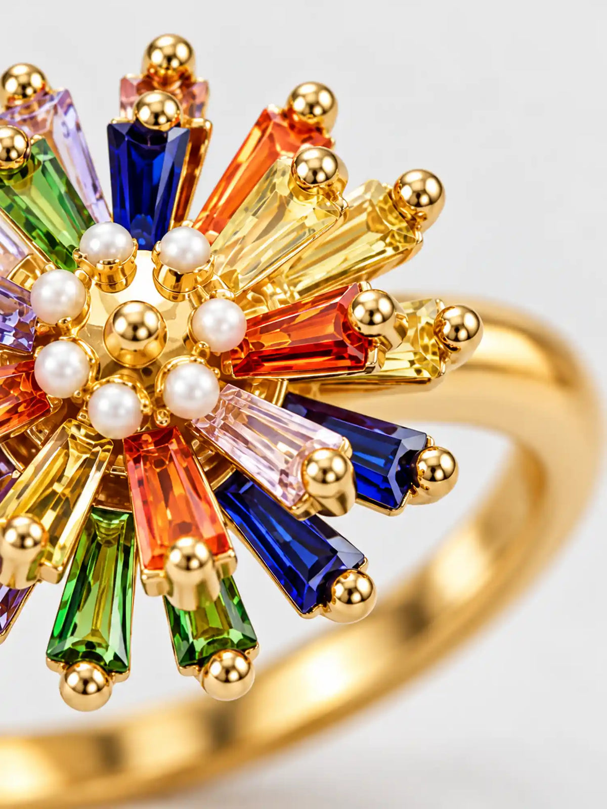 Colorful Firework Gold Fidget Spinner Ring