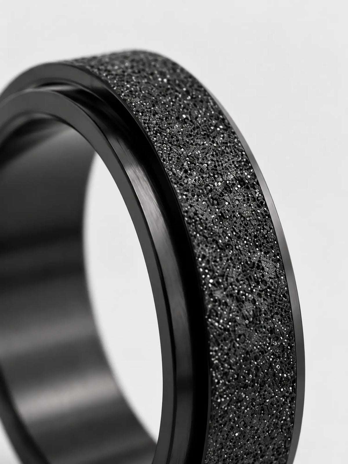 Midnight Black Textured Spinner Ring