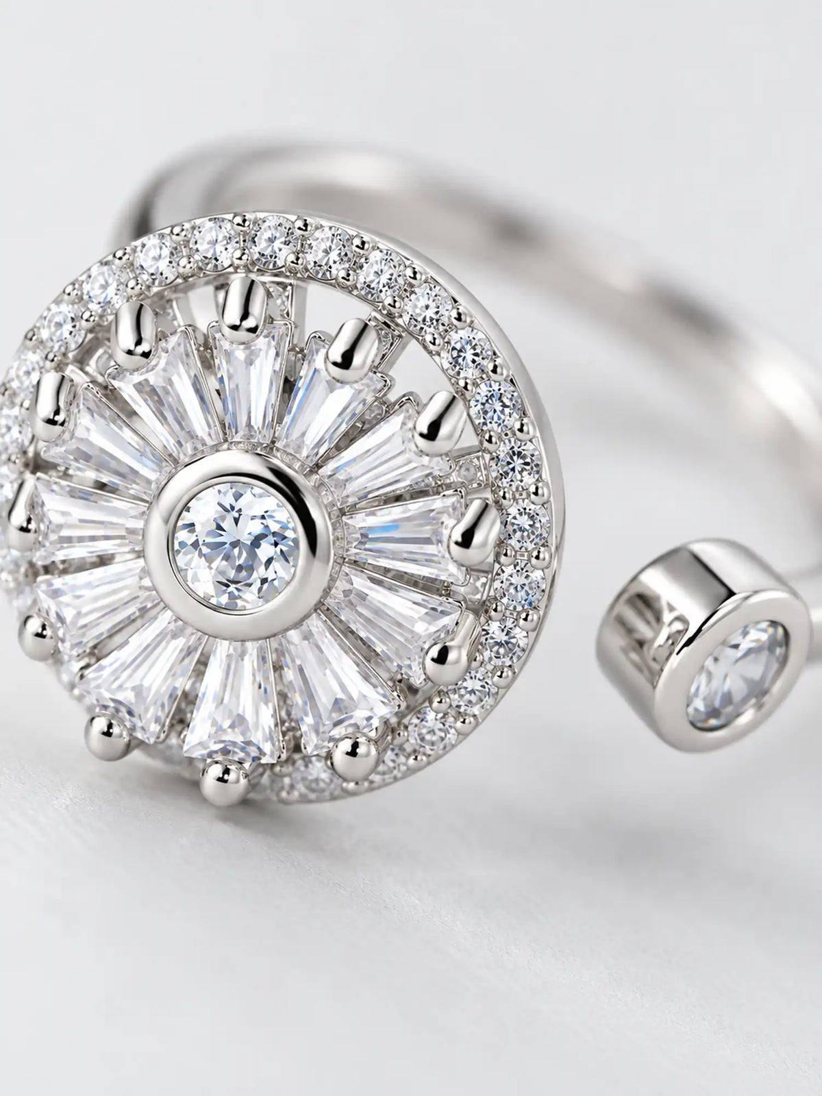 Silver Sunburst Spinner Ring