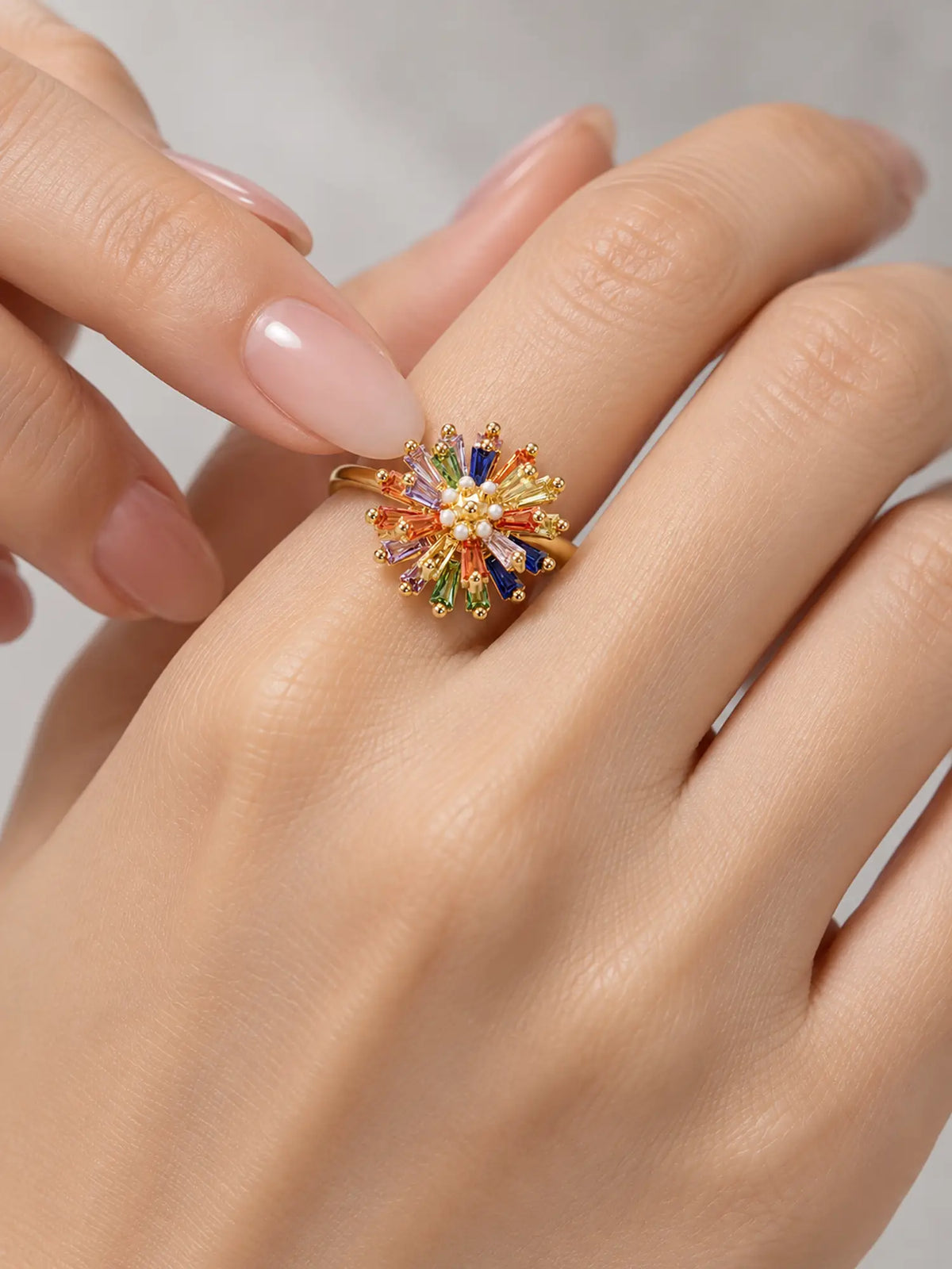 Colorful Firework Gold Fidget Spinner Ring
