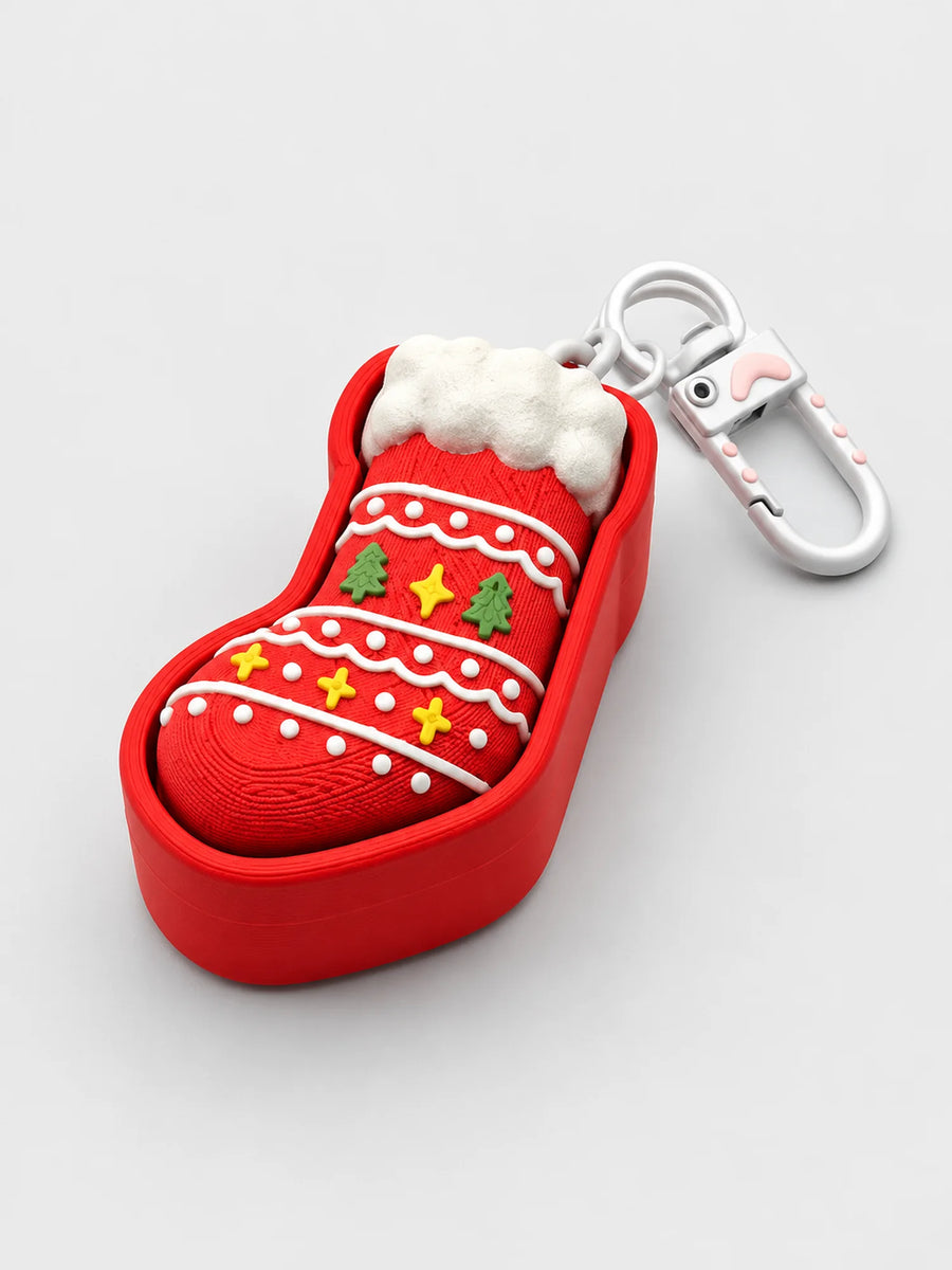 Christmas Stocking 3D Printed Fidget Button Clicker Keychain