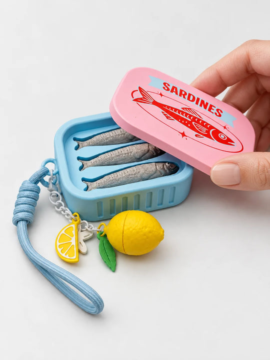 Lemon Sardine 3D Printed Fidget Animal Clicker Keychain